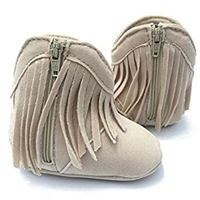 Highdas Newborn Baby Girl Boy Kids Prewalker Solid Fringe Shoes Infant Toddler Soft Soled Anti-slip Boots Booties
