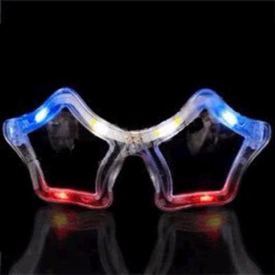 Red White Blue Flashing LED Star Sunglasses