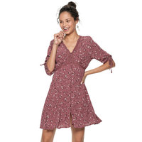 Juniors' American Rag Ruched-Sleeve Button Front Dress