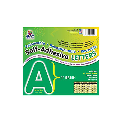 School Specialty Self-Adhesive Letters 4 inch - Green - Pack of 78