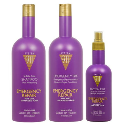 Hayashi System 911 Shampoo & Emergency Pak 33.8oz & Protein Mist 10.1oz