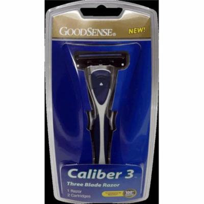 GoodSense® Caliber-3 Triple Blade Razor 1 Handle + 2 Cartridges Case Pack 24