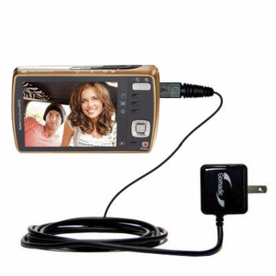 Gomadic Intelligent Compact AC Home Wall Charger suitable for the Kodak EasyShare M530 - High output power with a convenient, foldable plug design - U
