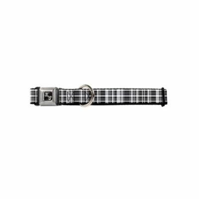 Black and White Plaid Pattern Fun Animal Seatbelt Pet Collar