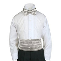 Unotux 23 Color 2pc Boys Satin Cummerbund and Bow Tie Sets from Baby to Teen (2T-4T, Silver)