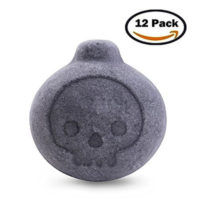 Black Bath Bombs Activated Charcoal Gift Set - Cute Bomb Shaped Skull Face - Perfect for Bubble & SPA Bath, 12 x 1.6 oz by Dyfina (Bomb)