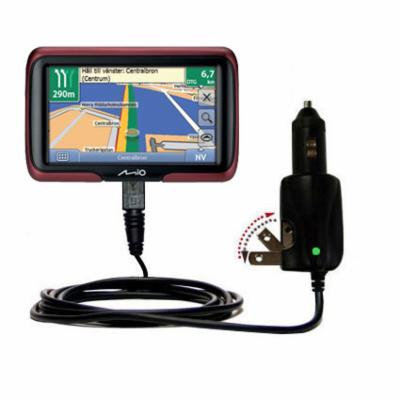 Intelligent Dual Purpose DC Vehicle and AC Home Wall Charger suitable for the Mio Navman M400 - Two critical functions, one unique charger - Uses Goma