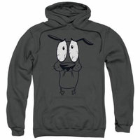 COURAGE THE COWARDLY DOG/SCARED-ADULT PULL-OVER HOODIE-CHARCOAL-2X