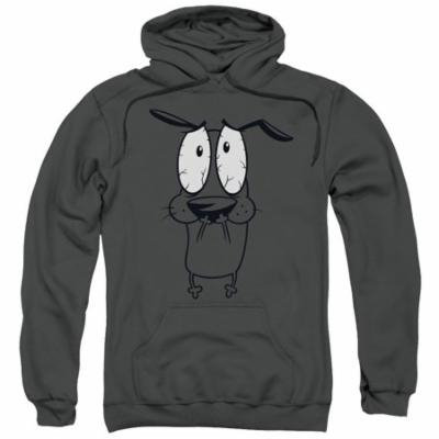 COURAGE THE COWARDLY DOG/SCARED-ADULT PULL-OVER HOODIE-CHARCOAL-2X