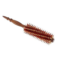 D DOLITY Salon Hair Styling Wooden Bristles Hair Brush With Wood Handle, Twill Round Comb - M