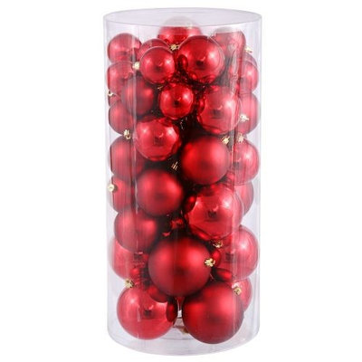 Christmas at Winterland WL-ORNTUBE-70-RE 2.5-Inch Plastic Shatterproof Red Ball