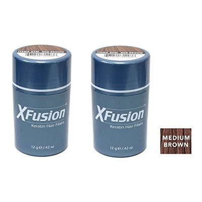Xfusion Keratin Hair Fibers,Two Pack Value 2 x 12 gr/0.42 oz MEDIUM BROWN