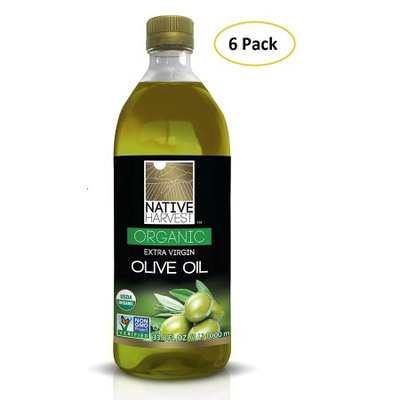 Native Harvest Organic Non-GMO Extra Virgin Olive Oil, 1 Litre (33.8 FL OZ) 6 Packs