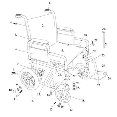 Drive Replacement Parts for Bariatric Transport Chair BTR22 (All Parts Sold Separately) (27.Seat Upholstery Screws (8))