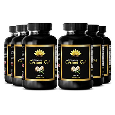 Digestion supplements - EXTRA VIRGIN COCONUT OIL 3000 MG - Digestive cleanser - 6 Bottles 360 Softgels