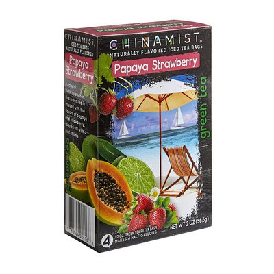 China Mist Naturally Flavored Papaya Strawberry Iced Green Tea Bags, 0.5 oz, 4 counts