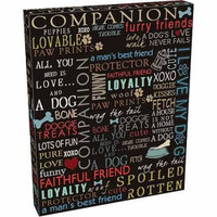 Dog Words Paw Print Bone Fire Hydrant Inspirational Pet Collage Typography Large Blue & Brown Canvas Art by Pied Piper Creative