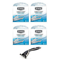 Compatible Razor + Schick Quattro Titanium Refill, 8 Ct (4 Pack) + FREE Luxury Luffa Loofah Bath Sponge On A Rope, Color May Vary