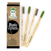 Bamboo Toothbrush, Charcoal Infused Medium Bristles, Made From Organic, Natural, Eco-Friendly and Biodegradable materials. Pack of 4