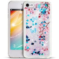 UCLL Iphone 7 Case, Cute Bear Flower Design Liquid Bling Glitter Solf Case for 4.7 inch Iphone 7 with a free Screen Protector Ultra Slim Floating Luxury Gold rose Case
