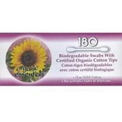 Organic Essentials Biodegradable Cotton Swab - 180 per pack -- 6 packs per case. by Organic Essentials