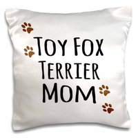 3dRose Toy Fox Terrier Dog Mom - Doggie by breed - brown paw prints - doggy lover - proud pet owner mama, Pillow Case, 16 by 16-inch