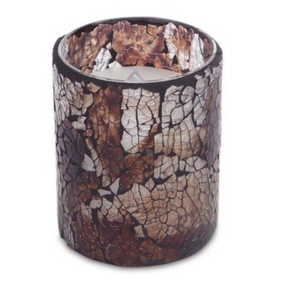 Melrose Pack of 4 Chocolate Brown Mosaic Battery-Operated LED Flameless Candles 4