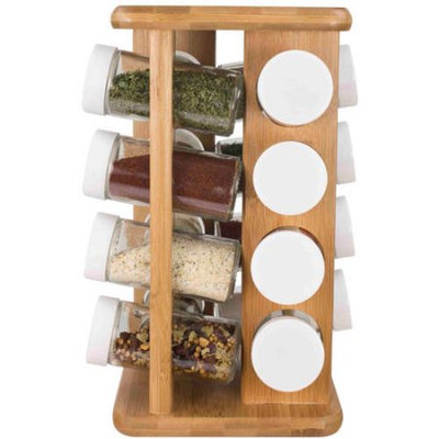 Home Basics Revolving Spice Rack - Bamboo - 16 Piece