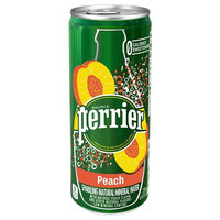 Perrier Peach Flavored Carbonated Mineral Water, 8.45 fl oz. Slim Cans (30 Count)