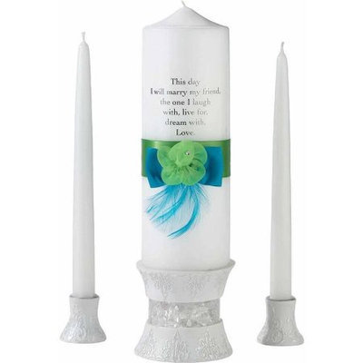 Lillian Rose Inc. Lillian Rose WS820 Pillar and Two Tapers - Blue and Green