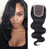 WIGNEE Swiss Lace Closure Hand Tied Virgin Remi Human Hair Body Wave 4x4 Three Part Natural Black(8