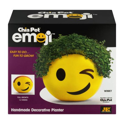 Chia Emoji Winky Handmade Decorative Planter, Yellow