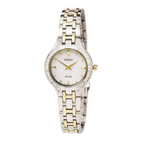 Seiko SUP335 Women's Core Solar White MOP Dial Two Tone Bracelet Power Reserve Diamond Watch