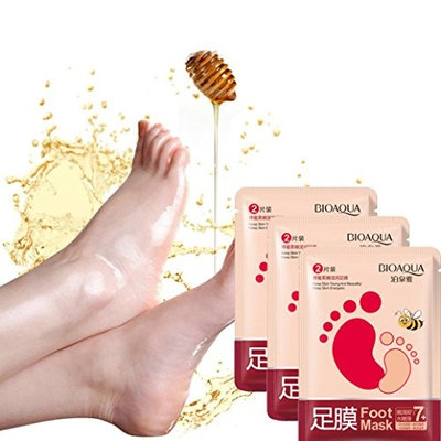 Auwer 3 Pair Baby Bamboo Vinegar Remove Hard Dead Skin Foot Mask Peeling Cuticles Renewal Smooth Exfoliating Socks Socks Anti Aging Heel Feet Care For Pedicure Upgraded