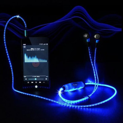 Lytecordz Sport Glow LED Flash Light Glowing Stereo Earphone Earbud Headphone Headset W/ Mic