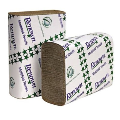 Renown C-Fold Paper Towels, Natural, 10 1/8'' X 13'', 2,400 Sheets Per Case