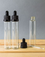 30ml Clear Glass Dropper Bottle with Black Top