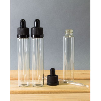 30ml Clear Glass Dropper Bottle with Black Top