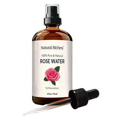 Rose Water Facial Toner Spray, 100% Natural Organic Bulgarian Rosewater Face toner 4 oz Natural Acne Treatment with sprayer and dropper (chemical free)