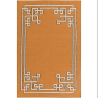 5' x 8' Resplendent Pumpkin Orange and Pale Gray Hand Woven Wool Area Throw Rug