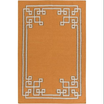 5' x 8' Resplendent Pumpkin Orange and Pale Gray Hand Woven Wool Area Throw Rug