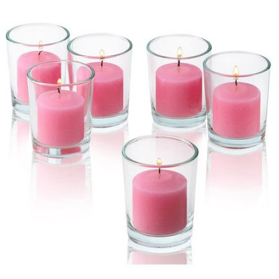 Light In The Dark Pink Rose Garden Scented Votive Candles With Clear Glass Holders Set Of 48