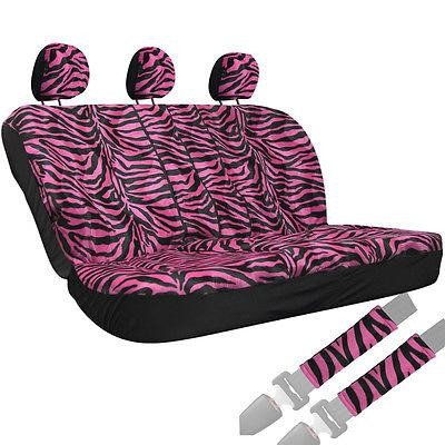 Istiloshoppe Car Accessories 8pc OxGord Hot Pink Zebra Stripe Animal Low Back Bench Row Car Seat Cover 1E