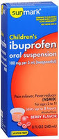 Sunmark, Sunmark Childrens Ibuprofen Oral Suspension Berry Flavor, Berry Flavor 8 oz