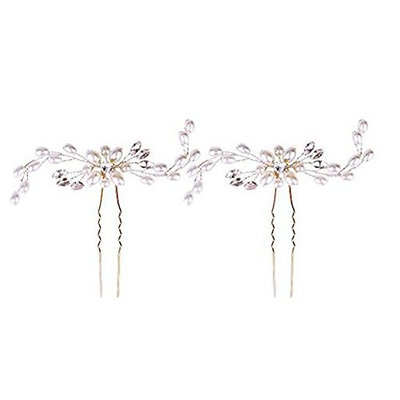 2 Pieces Bridal Wedding Rhinestone Hair Pins Decorative Hair Accessories for Bridal