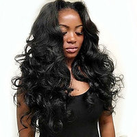 Hmy 100% Brazilian Body Wave Virgin Human Hair Silk Base 13x4 3D Lace Frontal Closure Natural Black Hair (16 inch)