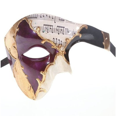Men Phantom Of The Opera Half Face Masquerade Mask Purple and Gold Musical