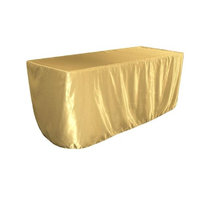 LA Linen TCbridal-fit-96x48x30-GoldB14 Fitted Bridal Satin Tablecloth Gold - 96 x 48 x 30 in.