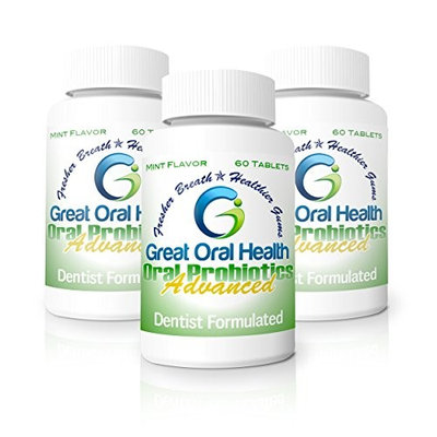 Chewable Oral Probiotics~Dentist Formulated 60 Tablet Bottle~Attack Bad Breath, Cavities And Gum Disease ~ Bad Breath Treatment ~Contains BLIS M18 and BLIS K12~Mint Flavor~83 Page eBook Included!