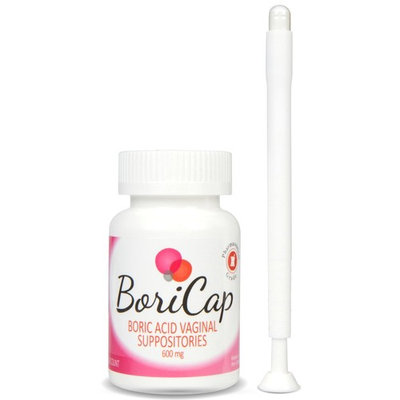 BoriCap Boric Acid Vaginal Suppositories | 60 Count, 600mg | Capsules Size 00 | No Fillers or Artificial Colors | Gynecologist Instructions Included | Made in The USA